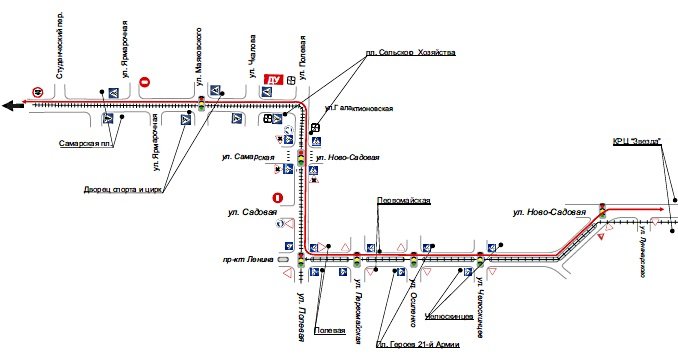 Схема движения трамвая 20 в самаре