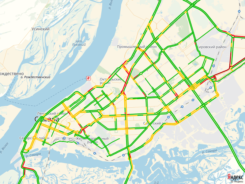 Карта самары с пробками