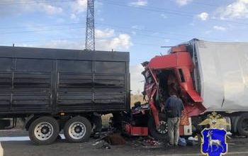 В Волжском районе столкнулись MAN и КамАЗ: водитель госпитализирован
